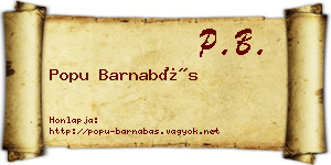 Popu Barnabás névjegykártya